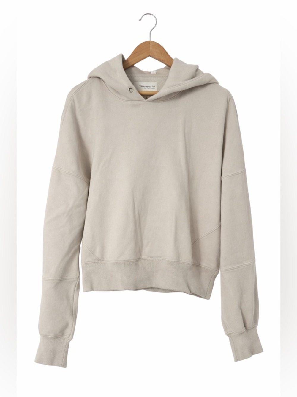 Abercrombie & Fitch Cropped Light Cream Hooded Sweatshirt